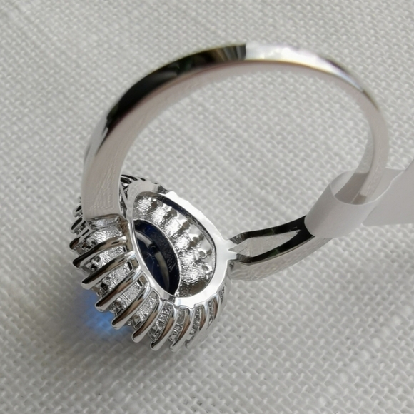 Nwt silver sapphire cz ring 14k gold overlay - Picture 3 of 4